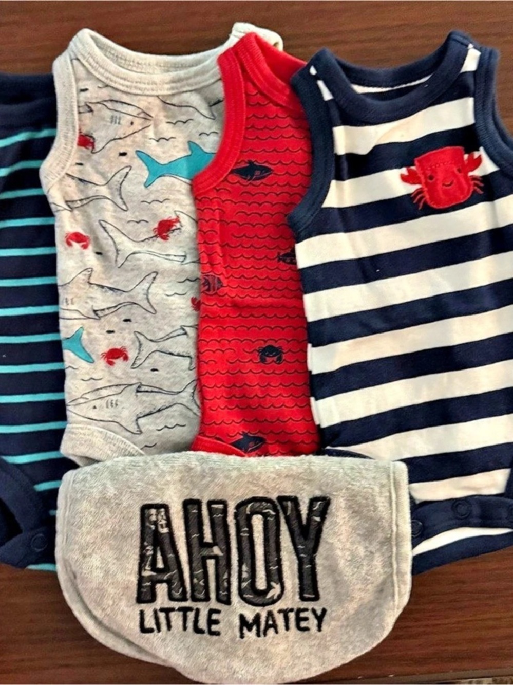 Child of Mine by Carter's Baby Bodysuit Set Blue & Red Baby Preemie